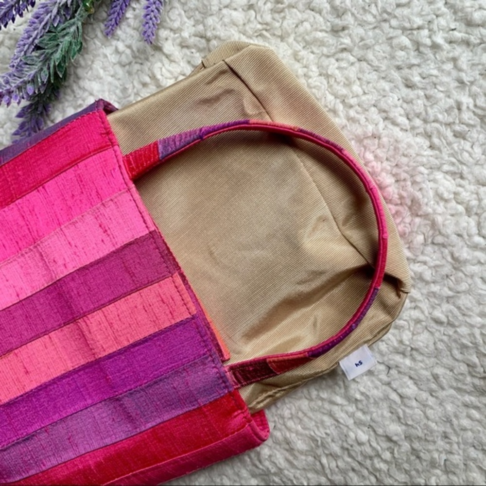 Kate Spade 90s Shantung Top Handle Pink Silk Evening Designer Tote Purse Barbie - Picture 9 of 16